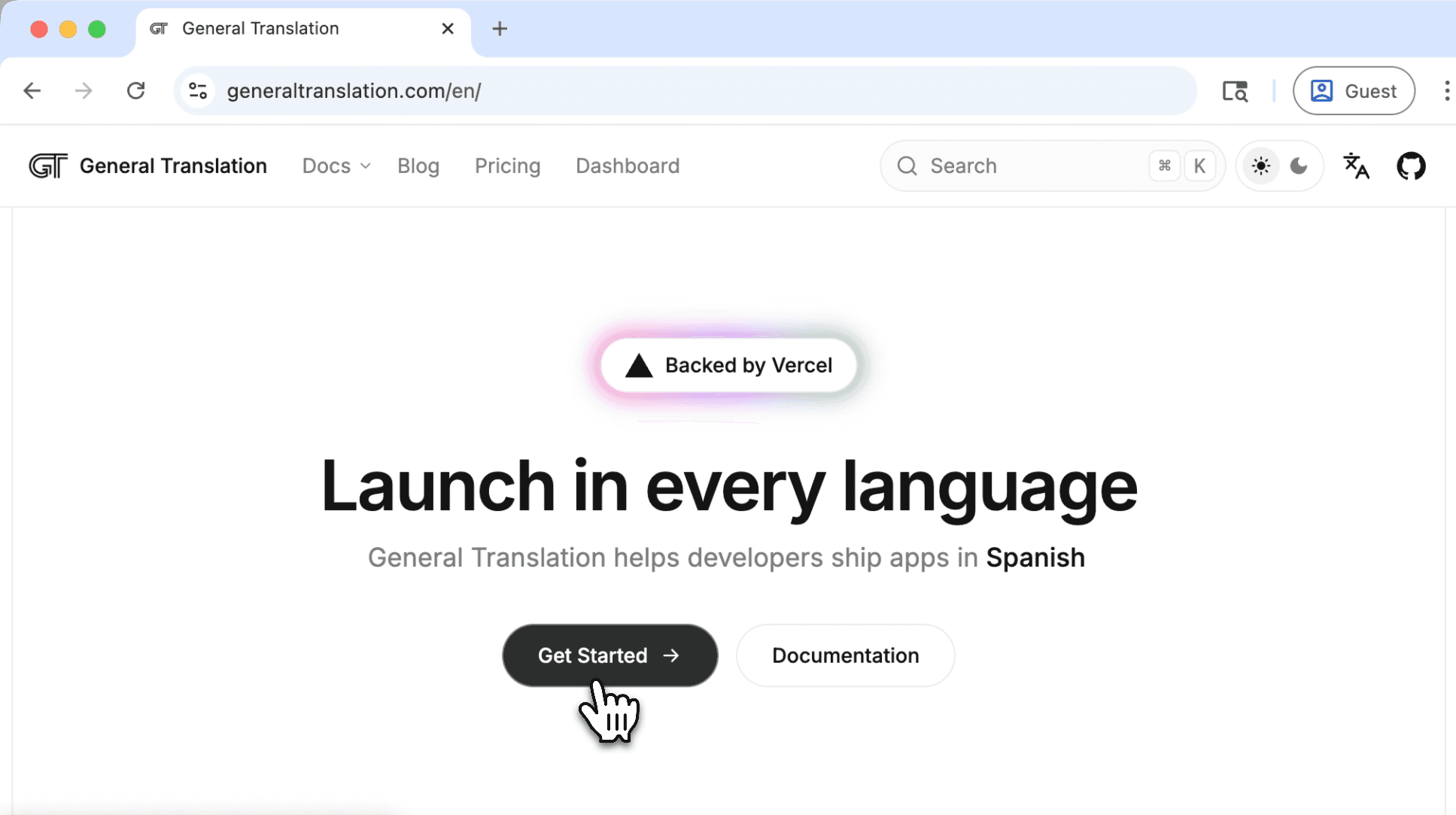 Installation screen for Locadex