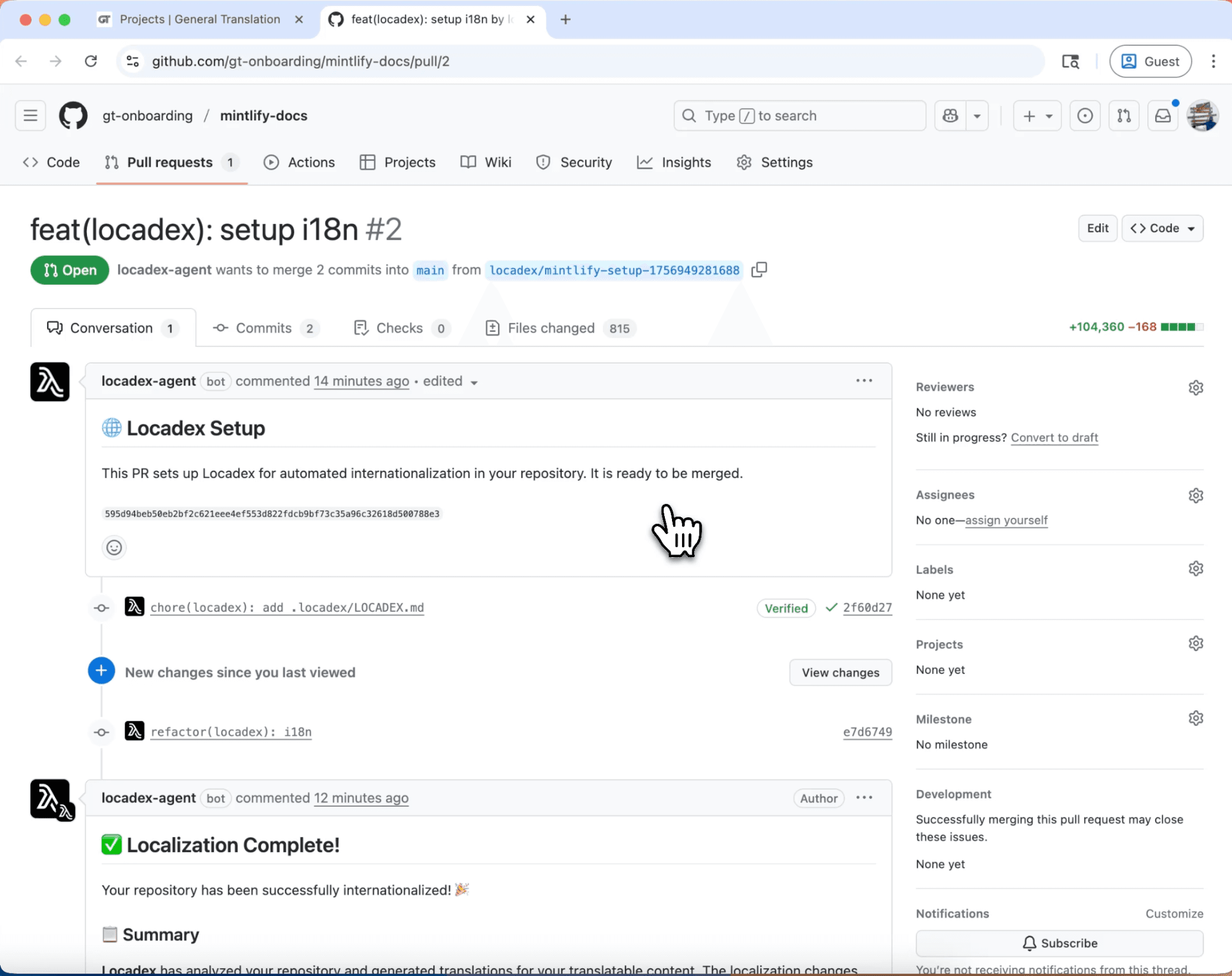 Schermata di installazione di Locadex